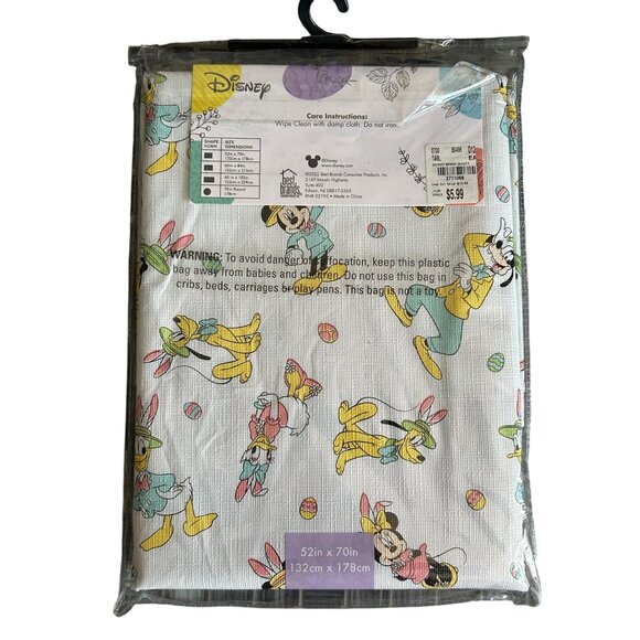 Disney Easter Tablecloth 52"x70" Featuring Mickey Mouse & Friends Peva flannelba - Picture 3 of 3